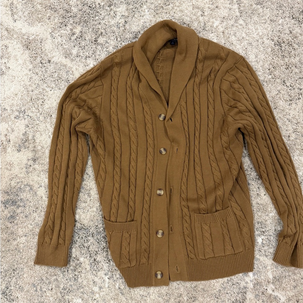 Crown & Ivy Tan Cable Knit Cardigan